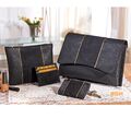 Taschen Set 4-tlg Handtasche Damentasche 4in1 Shopper Clutch Kunstleder schwarz 