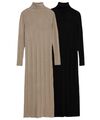 M&S RIPP MIDIKLEID Rollkragen Damen Strickkleid Schlitze Party warm Winter 569