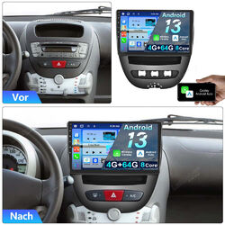 4+64G 8Kern Android Carplay GPS Autoradio Für Toyota Aygo Peugeot 107 Citroen C1