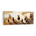 Wandbilder 100x40cm Leinwandbild Cowboys Pferde Galopp Gro� Bilder Art Wanddeko