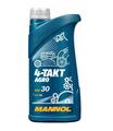 Motoröl Mannol 4-Takt Agro 30W Öl für Gartengeräte API SG JASO MA/MA2 1Liter