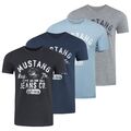 Mustang Herren T-Shirt Basic Print Rundhals Kurzarm Tee Shirt 100% Baumwolle NEU