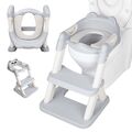 Baby Toilettentrainer Toilettensitz Faltbar mit Treppe WC Lerntöpfchen Weiß+Grau