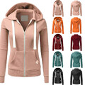 Damen Fleece Kapuzenpullover Sweatshirt Hoodie Freizeit Basic Hoodie Sweatjacke