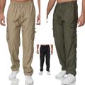 Herren Cargo Hose  Stoffhose Taschen Dehnbund  Freizeit  Arbeitshose Cargohose 