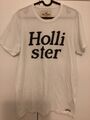 Hollister California weißes T-Shirt mit schwarz/grauem Logo - Medium