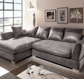 Design Couchgarnitur Grau Sofa K-Leder Eck Sofa Wohnlandschaft Megasofa Links