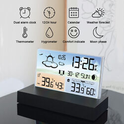 Wetterstation Funk Mit Farbdisplay Thermometer Außensensor Digitale Wecker DHL