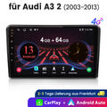 8 Kern 4+64GB Carplay Android13 Autoradio GPS Nav WIFI Für Audi A3 S3 RS3 8P DAB