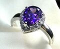 Ring 925 Silber rhodiniert Gr. 18,4 (58)  Tropfen Amethyst Zirkonia wertv. NEU