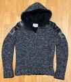 Energie Strickjacke Gr. M blau grau schwarz Kapuze Teddyfell Jacke Outdoor Sixty