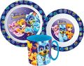 3.tlg Paw Patrol Mighty Pups Frühstücksset KIDS Geschirr Besteckset Kindergarten