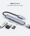 Aluminum USB 3.0 Hub Adapter 4-Port USB Verteiler Splitter Datenhub aus 4-IN-1