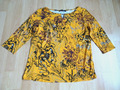 Shirt von BETTY BARCLAY Gr 42 Gelb Mehrfarbig Blumen 3/4 Arm Viskosemischung