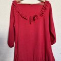 Gr L 40 Esprit Volants Shirt Bluse Rosa Rot Pullover Rüsche 100% Baumwolle 38 M