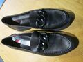 Högl schwarze Loafer Slipper Leder mit schw. Zierkette Gr. 7 (40,5)