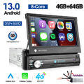 4+64GB 8Kern Android 13 Autoradio GPS Navi 4G Carplay DSP 1DIN 7" Flip-up Player