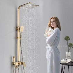 Gold Duscharmatur Duschset Regendusche Duschsystem Mischbatterie mit Handbrause
