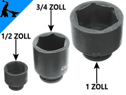 Schlagschrauber Stecknuss 1/2" 3/4" 1" bis 105 mm Schraubenschlüssel 6 + 12 Kant