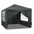 3x3 m Faltpavillon Wasserdicht Popup Pavillon Gartenpavillon mit 4 Seitenteilen