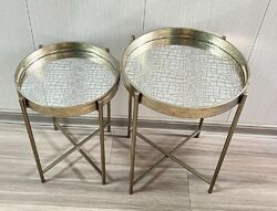 2er Set Silber Schlangenleder Design Marmoroptik Tablett Beistelltische herausnehmbares Tablett