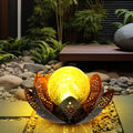 LED Solar Lotus Blume Deko Lampe Kugel Crackle-Glas Außen Garten Blüte Leuchte