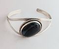 Da Sue Designer Sterling & schwarz marmoriertes Design Manschette Armband