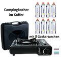 Gaskocher Campingkocher im Koffer mit Piezozündung + 8 Gaskartuschen 