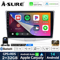 10.1" Autoradio 2+32G Android 14 Carplay Kam GPS Navi für VW Passat B7 2010-2015