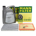 MANN Filterset + 5L ORIGINAL 0W20 Motoröl für VW GOLF 7 A3 8V Q2 LEON 5F 1.0 TSI