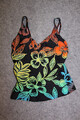 TANKINI OBERTEIL TOP GRÖSSE 38 SCHWARZ MIT BLUMEN  SCHAUMSTOFFKÖRBCHEN