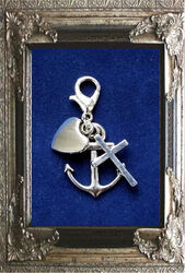 CHARM ANHÄNGER ANKER KREUZ HERZ LIEBE GLAUBE HOFFNUNG 925er SILBER Karabiner 