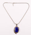 Designer Kette mit Anhänger Collier mit Lapis Lazuli 925 Silber