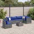 Gartenmöbel Lounge Set Sitzgruppe Sofa Garnitur 7-tlg. Grau Poly Rattan vidaXL