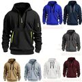 Männer Sweatshirt Pullover Hoodie Retro Kapuzenjacke Winter Arbeit Half Zip UP