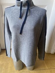 Y Damen Strick Pullover sportiv bequem Gr M grau Stehkragen Maritim langarm