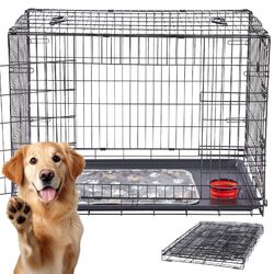 AREBOS Hundekäfig L Hundebox Hundetransportbox Transportbox klappbar Gitterbox✔klappbar✔große Türen mit 2 Verriegelungen✔92,5x60x66cm