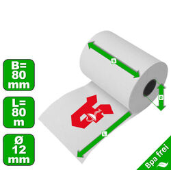 Thermorollen - Bonrollen - Kassenrollen - Waagenrollen - EC Normalpapier RollenFormate & Menge wählbar - 38 44 57 58 60 62 70 76 80 mm