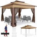 Gartenpavillon 3,3x3,3m Pavillon Wasserdicht UV-Schutz Stabil Faltpavillon Faltb