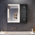 Spiegelschrank Bad mit LED Beleuchtung 65x60cm Steckdosen Dimmbar Beschlagfrei