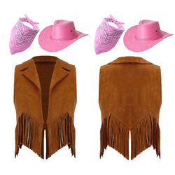 Cowboy Kostüm Kinder Weste mit Cowboyhut Bandana Halstuch Set für Karneval Party