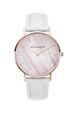 PAUL VALENTINE - ROSÉGOLD PINK SEASHELL WHITE - 36mm Leder Armband weiß NEU 🐚✅