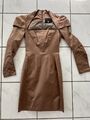 Giles Kleid 100% Seide Braun Gold Knielang Gr. 32 (F 34) fällt klein aus Wie Neu