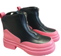 Stylische Damen Boots Stiefeletten schwarz/pink Gr. 36,37,38