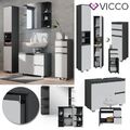 Badmöbelset J-shape Anthrazit Weiß modern Badezimmer Schrank Badschrank Vicco