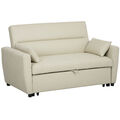 Schlafsofa, 2-Sitzer Sofa mit Schlaffunktion, Verstellbare Rückenlehne, Beige