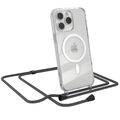 MagSafe Handykette für iPhone 15 Pro Max Hülle Band Kordel Cover Grau / Schwarz