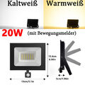 LED Fluter Strahler Außen 10W-500W mit Bewegungsmelder 230V Flutlicht IP65 Lampe