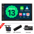 CAM+DVR+DAB+Android 13 7" Doppel DIN Autoradio Navi Apple CarPlay Bluetooth WiFi