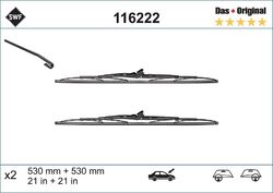 SWF Wischblatt Scheibenwischer DAS ORIGINAL SET 116222 für AUDI MERCEDES FORD VW